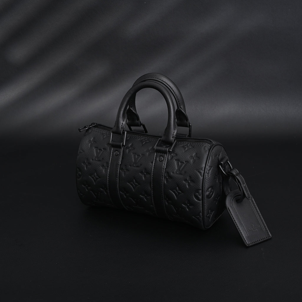 Louis Vuitton Keepall Bandoulière 50 – Monogram Shadow Black Leather Travel Bag