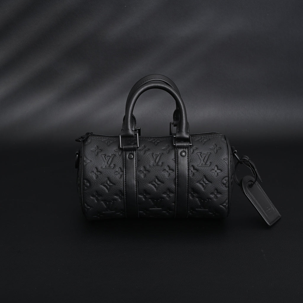 Louis Vuitton Keepall Bandoulière 50 – Monogram Shadow Black Leather Travel Bag