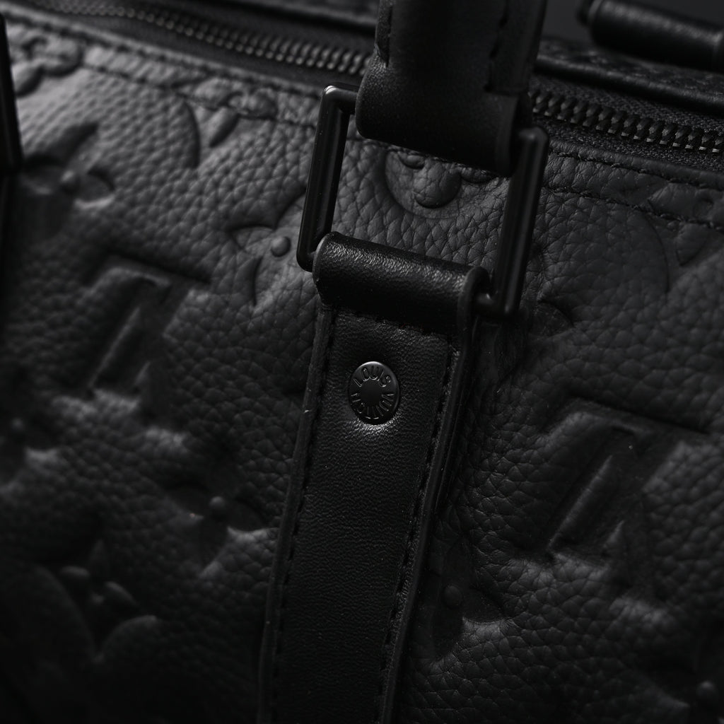 Louis Vuitton Keepall Bandoulière 50 – Monogram Shadow Black Leather Travel Bag