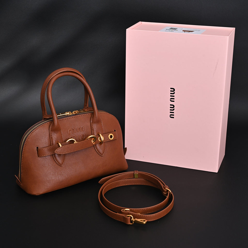 Gucci Horsebit 1955 Brown Leather Top Handle Bag - Classic Brown with Rich Texture