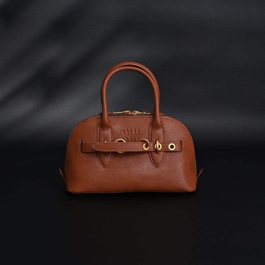 Gucci Horsebit 1955 Brown Leather Top Handle Bag - Classic Brown with Rich Texture
