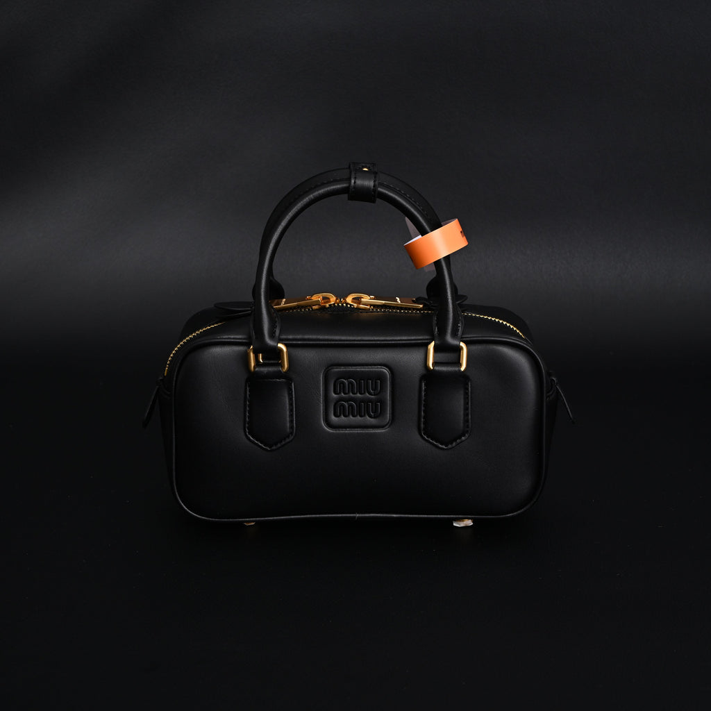 Miu Miu Leather Top Handle Satchel – Classic Black Satchel Bag