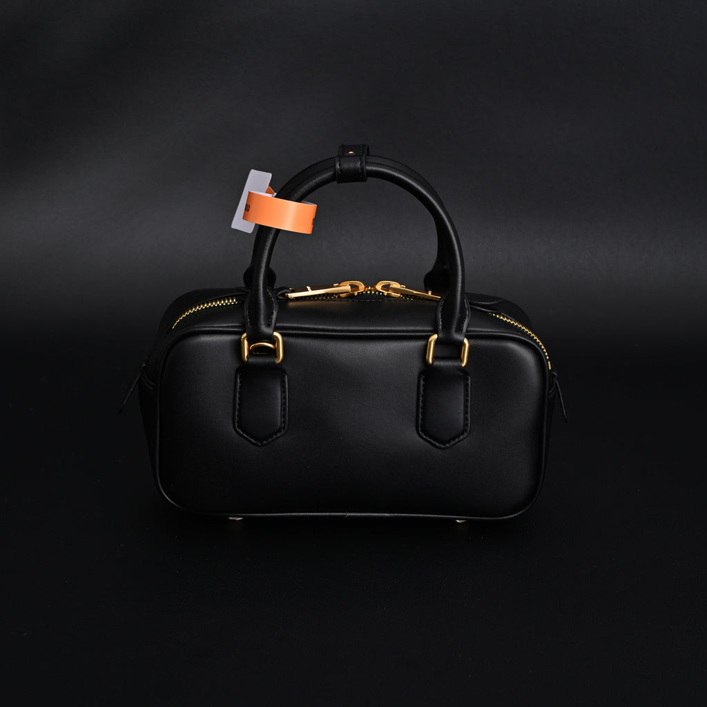 Miu Miu Leather Top Handle Satchel – Classic Black Satchel Bag