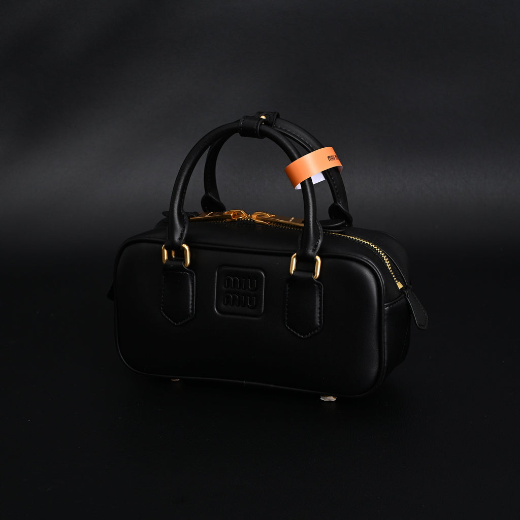 Miu Miu Leather Top Handle Satchel – Classic Black Satchel Bag