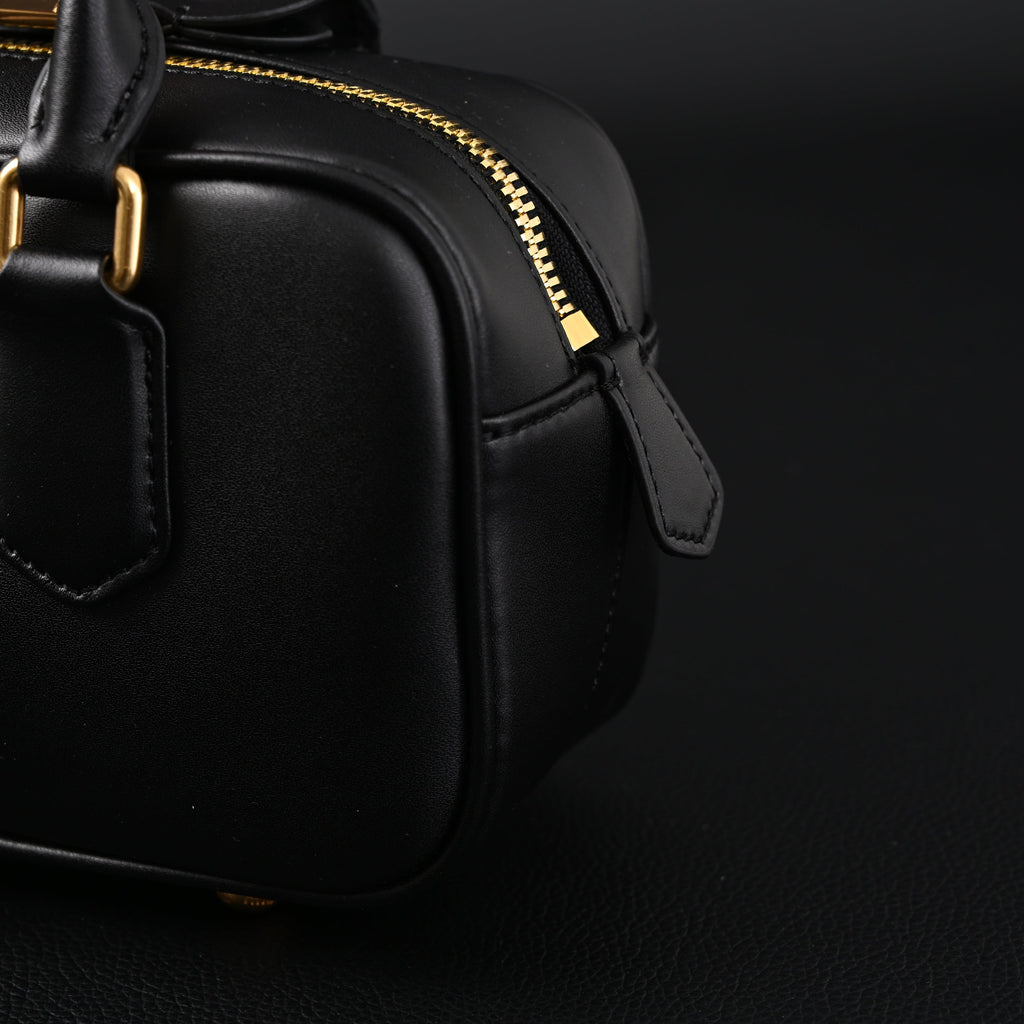Miu Miu Leather Top Handle Satchel – Classic Black Satchel Bag