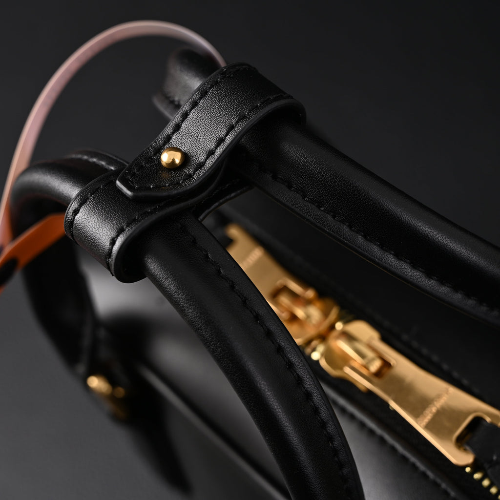 Miu Miu Black Matelassé Leather Satchel Bag – Mini Top Handle - Black with Gold-Tone Accents