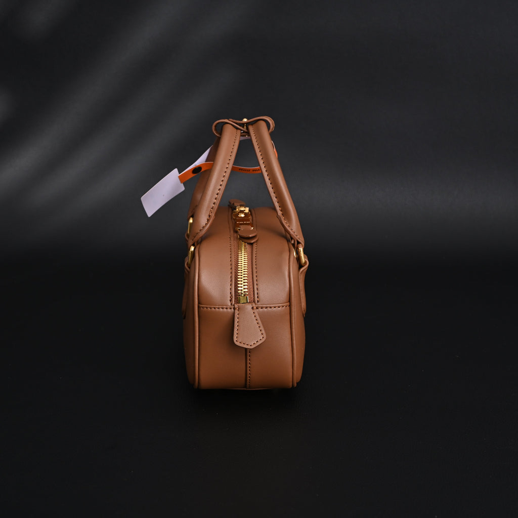 Miu Miu Leather Top Handle Satchel – Caramel Brown Satchel Bag
