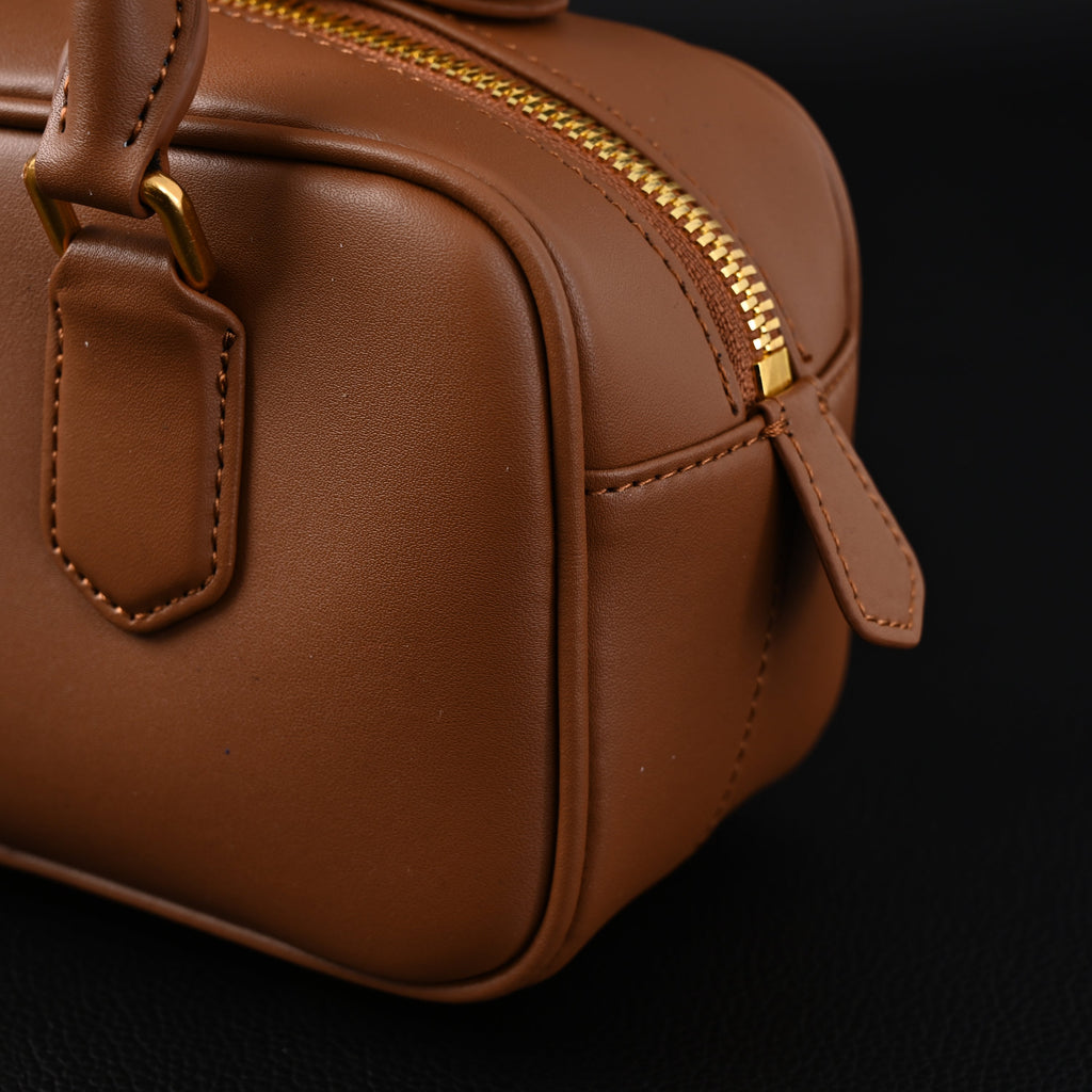 Miu Miu Leather Top Handle Satchel – Caramel Brown Satchel Bag