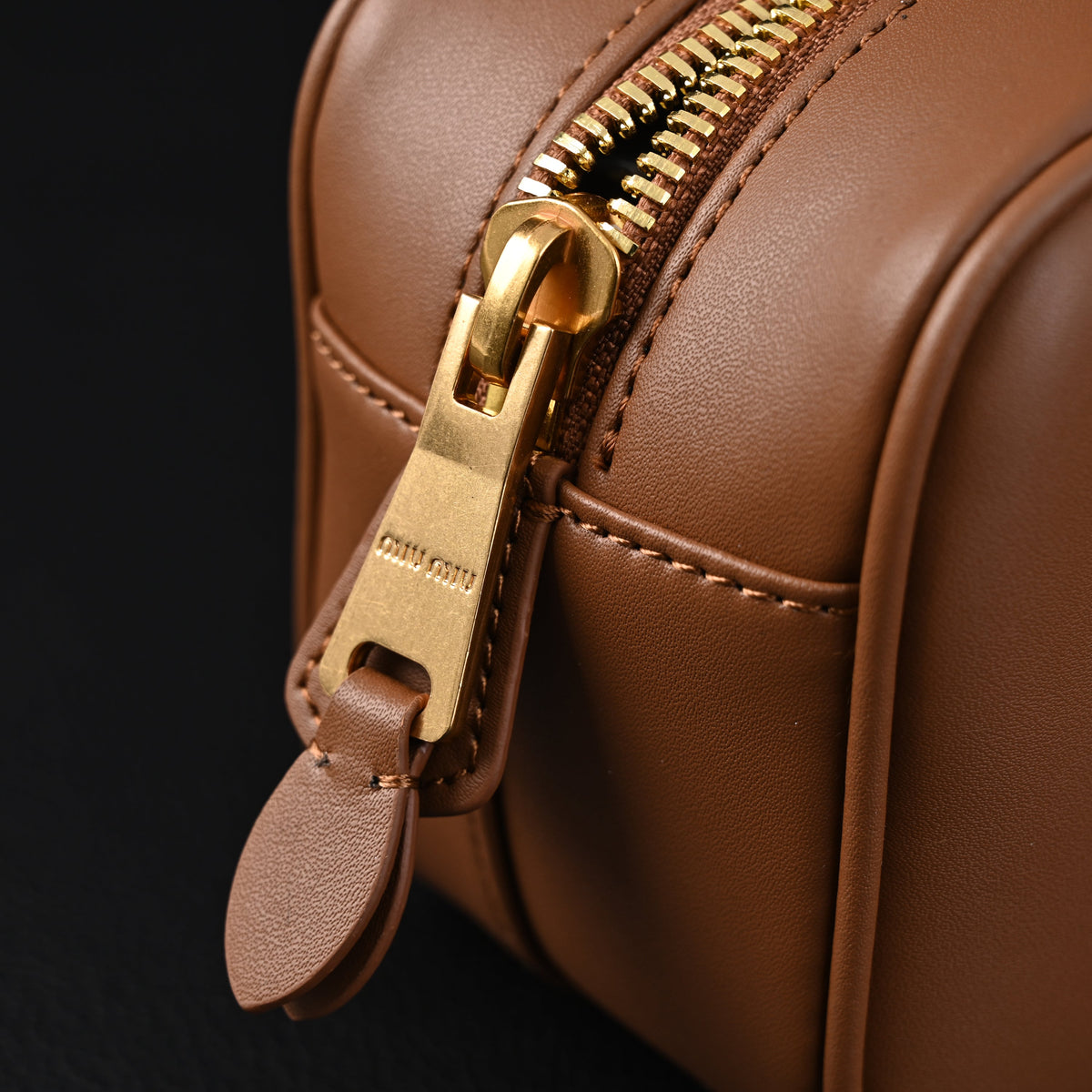 Miu Miu Leather Top Handle Satchel – Caramel Brown Satchel Bag