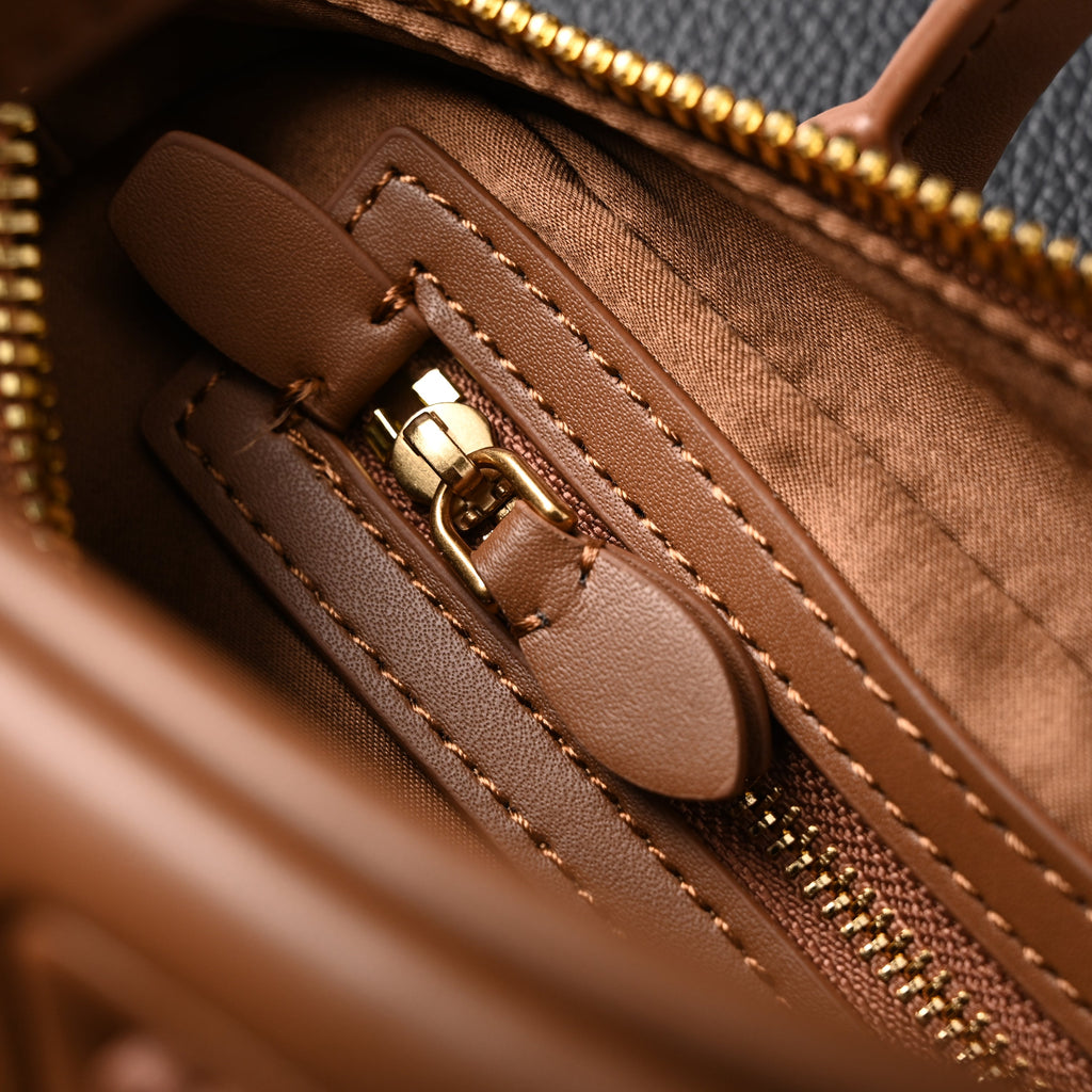 Miu Miu Leather Top Handle Satchel – Caramel Brown Satchel Bag