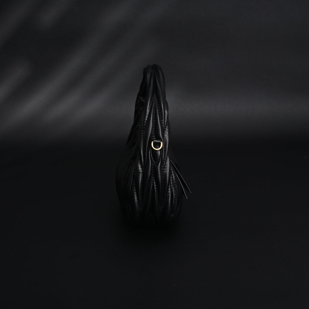 Miu Miu Matelassé Leather Hobo Bag – Black with Gold Hardware - Classic Black