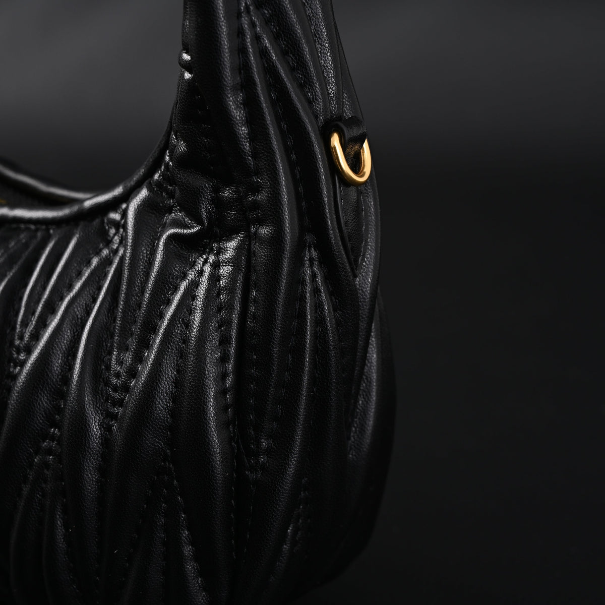 Miu Miu Matelassé Leather Hobo Bag – Black with Gold Hardware - Classic Black
