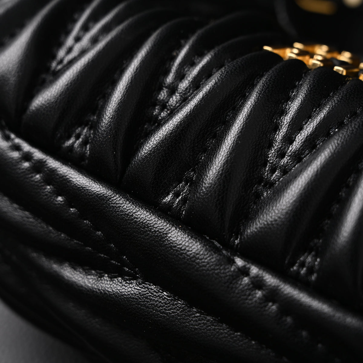 Miu Miu Matelassé Leather Hobo Bag – Black with Gold Hardware - Classic Black
