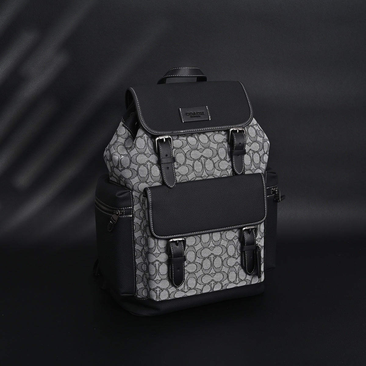 Coach Ch Sprint Backpack – Signature Canvas & Leather - Black / Grey Monogram