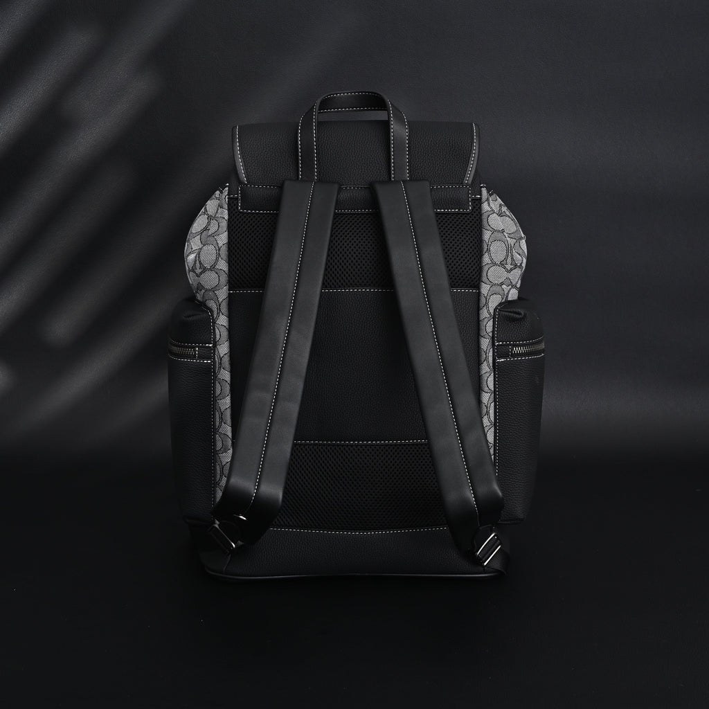 Coach Ch Sprint Backpack – Signature Canvas & Leather - Black / Grey Monogram