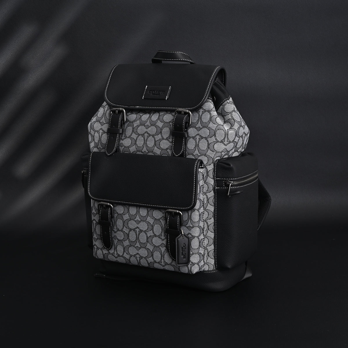Coach Ch Sprint Backpack – Signature Canvas & Leather - Black / Grey Monogram