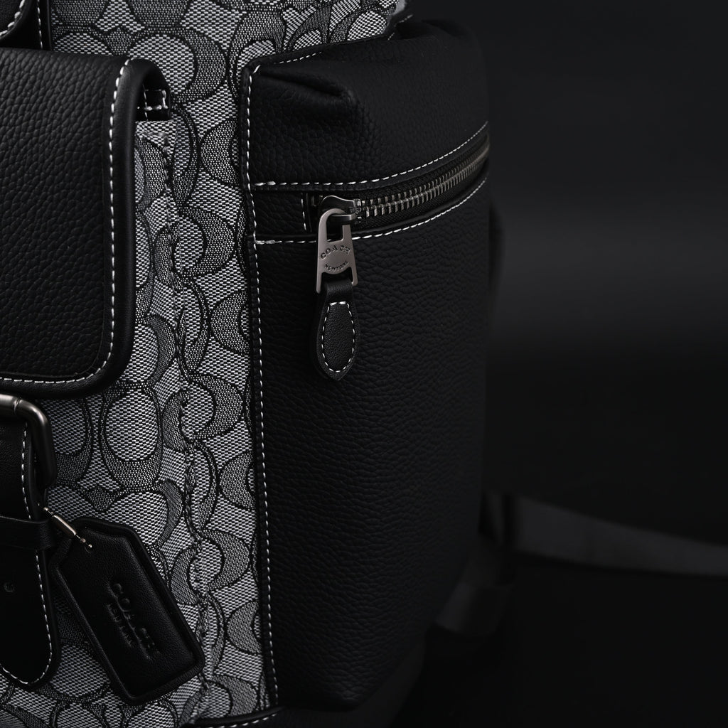 Coach Ch Sprint Backpack – Signature Canvas & Leather - Black / Grey Monogram