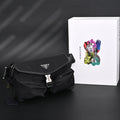 Prada Nylon Black Belt Bag with Silver Logo - Black with Silver-Tone Hardware