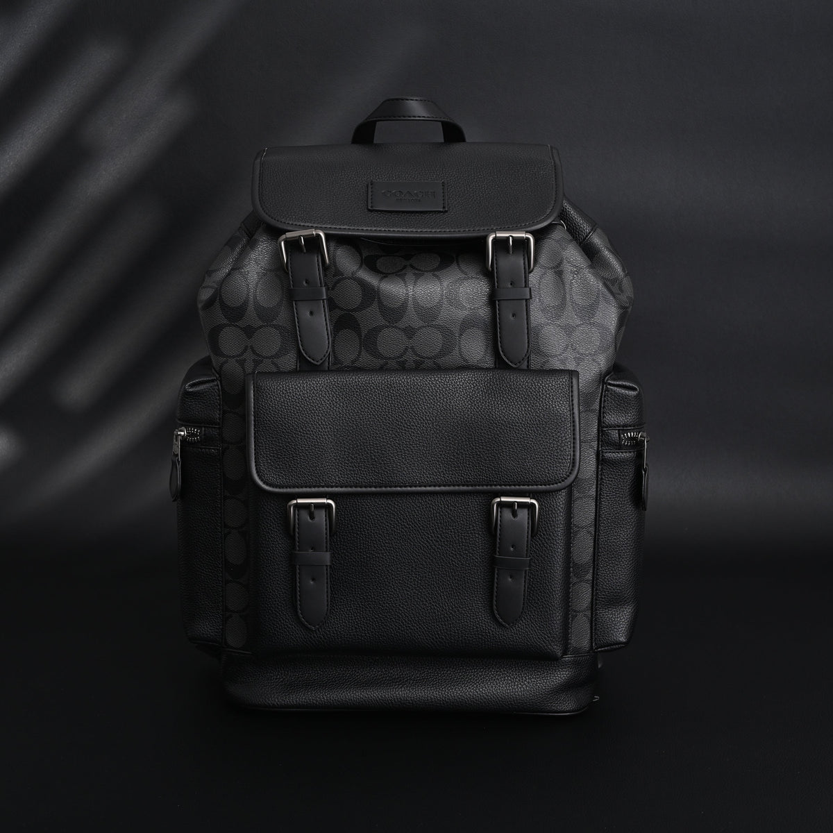 Coach Men's Leather Backpack – Black Signature Canvas