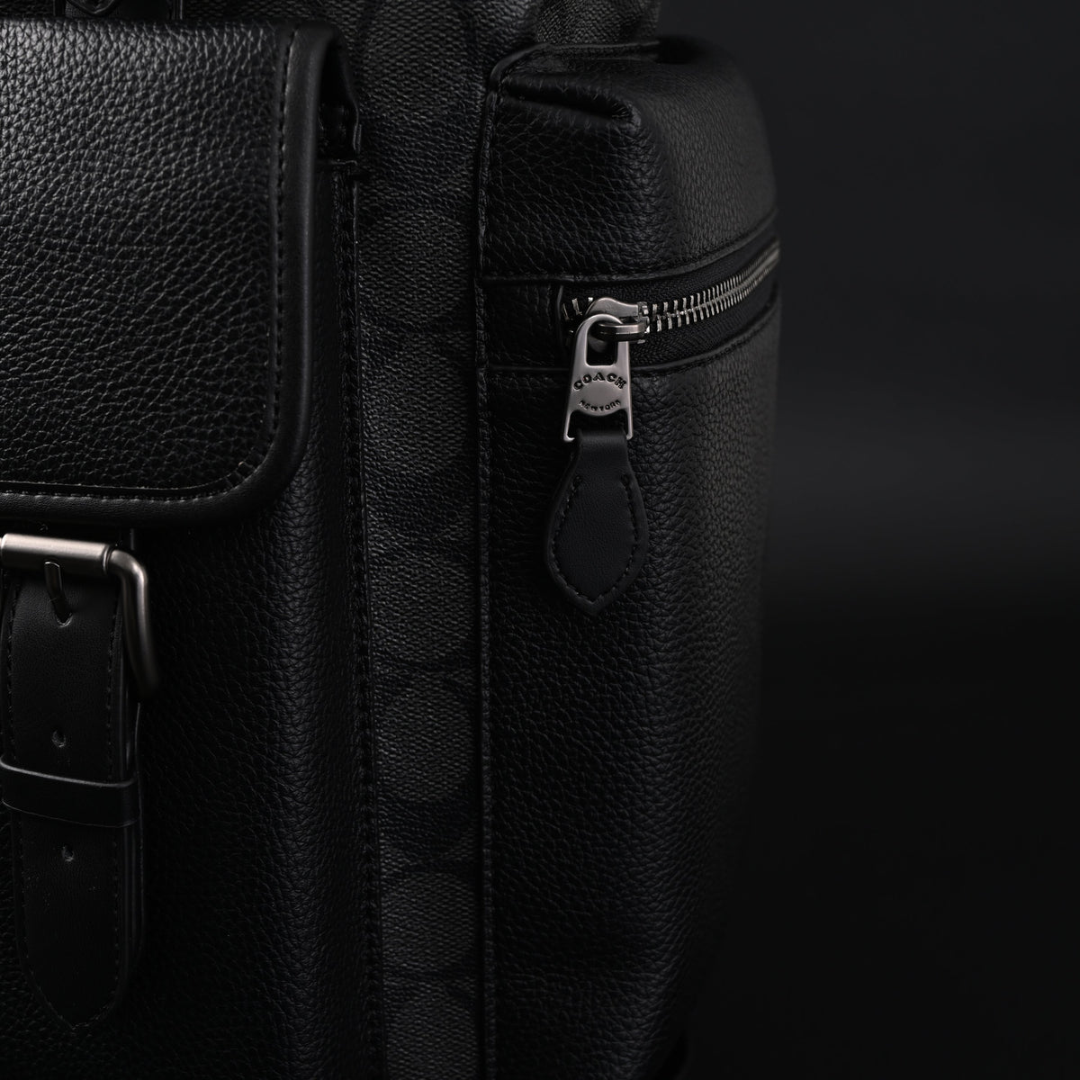 Coach Men's Leather Backpack – Black Signature Canvas