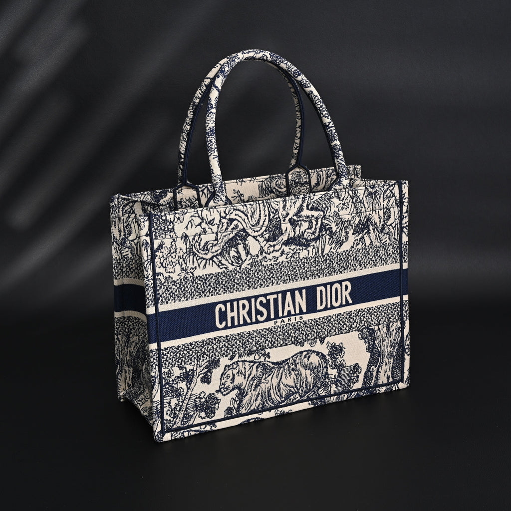 Dior Book Tote Bag – Blue Toile De Jouy Embroidery - Blue with Toile De Jouy Pattern