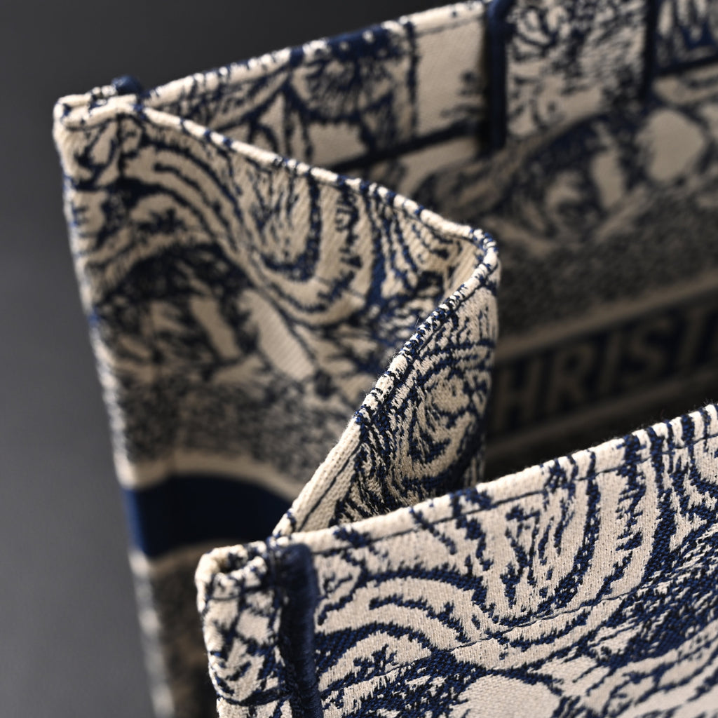 Dior Book Tote Bag – Blue Toile De Jouy Embroidery - Blue with Toile De Jouy Pattern
