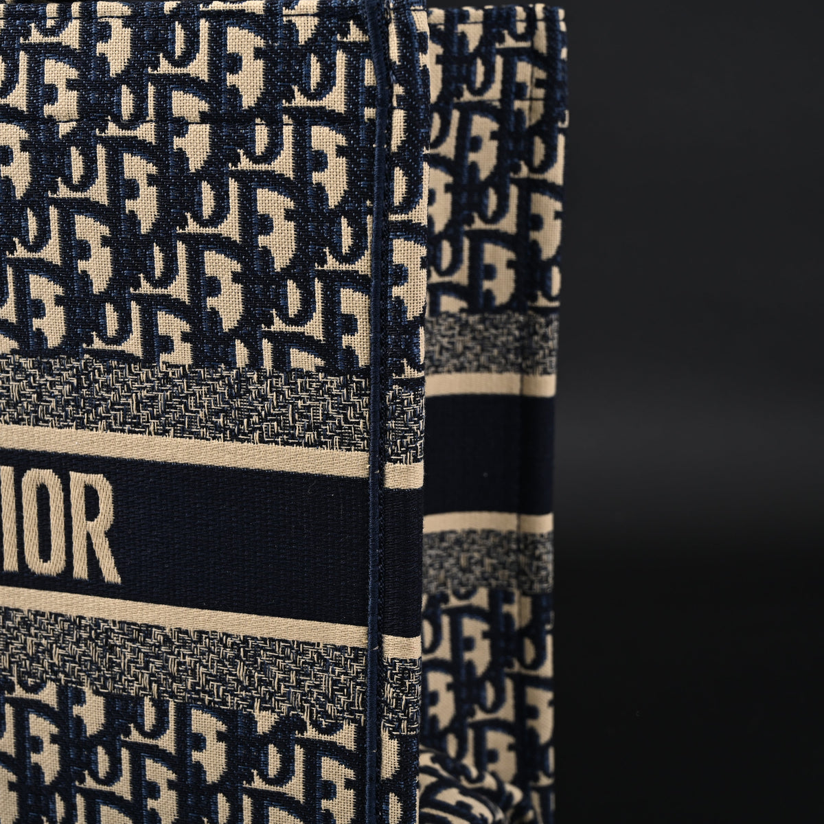 Christian Dior Large Book Tote – Blue Oblique Embroidery - Blue with Beige Contrast