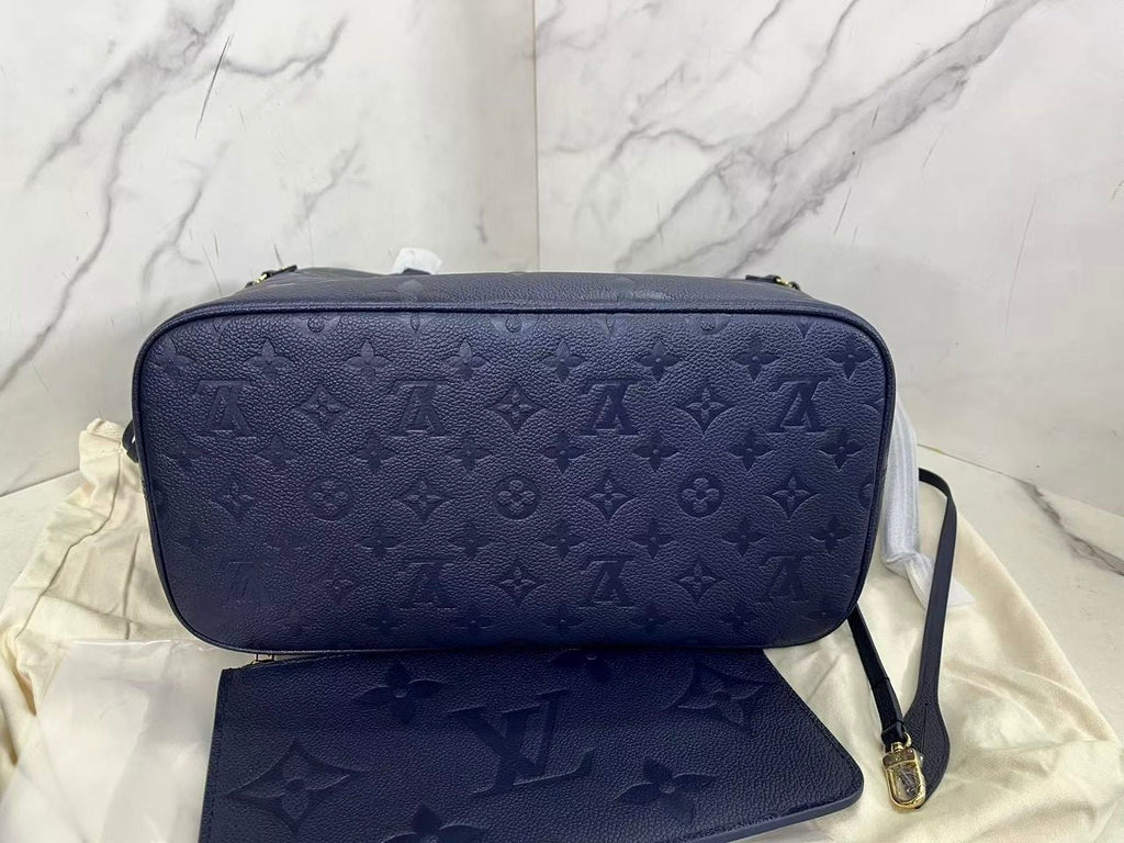 Louis Vuitton Neverfull MM Navy Blue Tote Bag