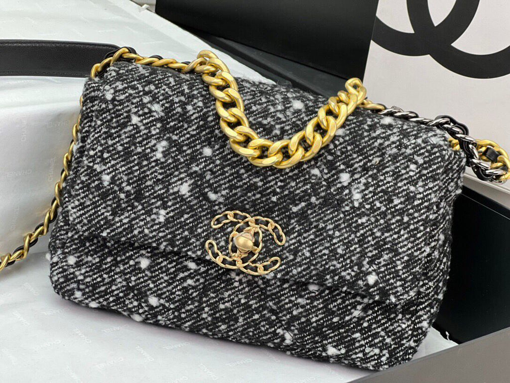 Chanel 19 Small Black and White Orea Tweed Handbag