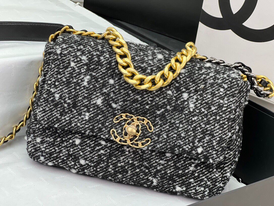 Chanel 19 Small Black and White Orea Tweed Handbag