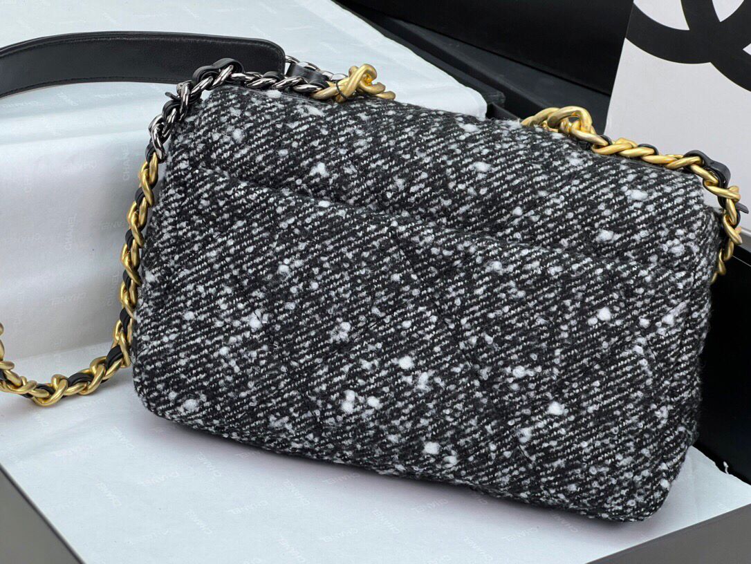 Chanel 19 Small Black and White Orea Tweed Handbag