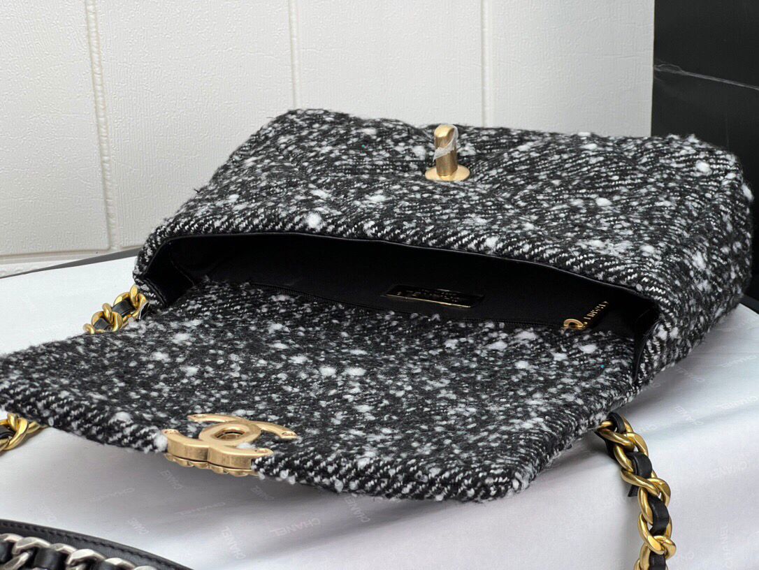 Chanel 19 Small Black and White Orea Tweed Handbag