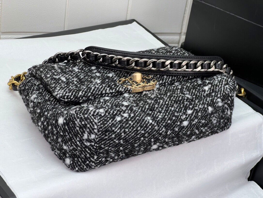 Chanel 19 Small Black and White Orea Tweed Handbag