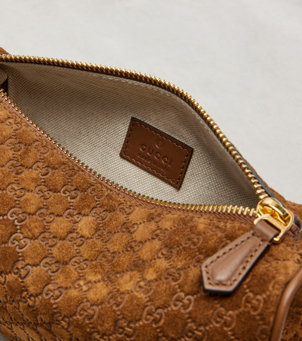 Gucci Half Horsebit Suede Shoulder Bag
