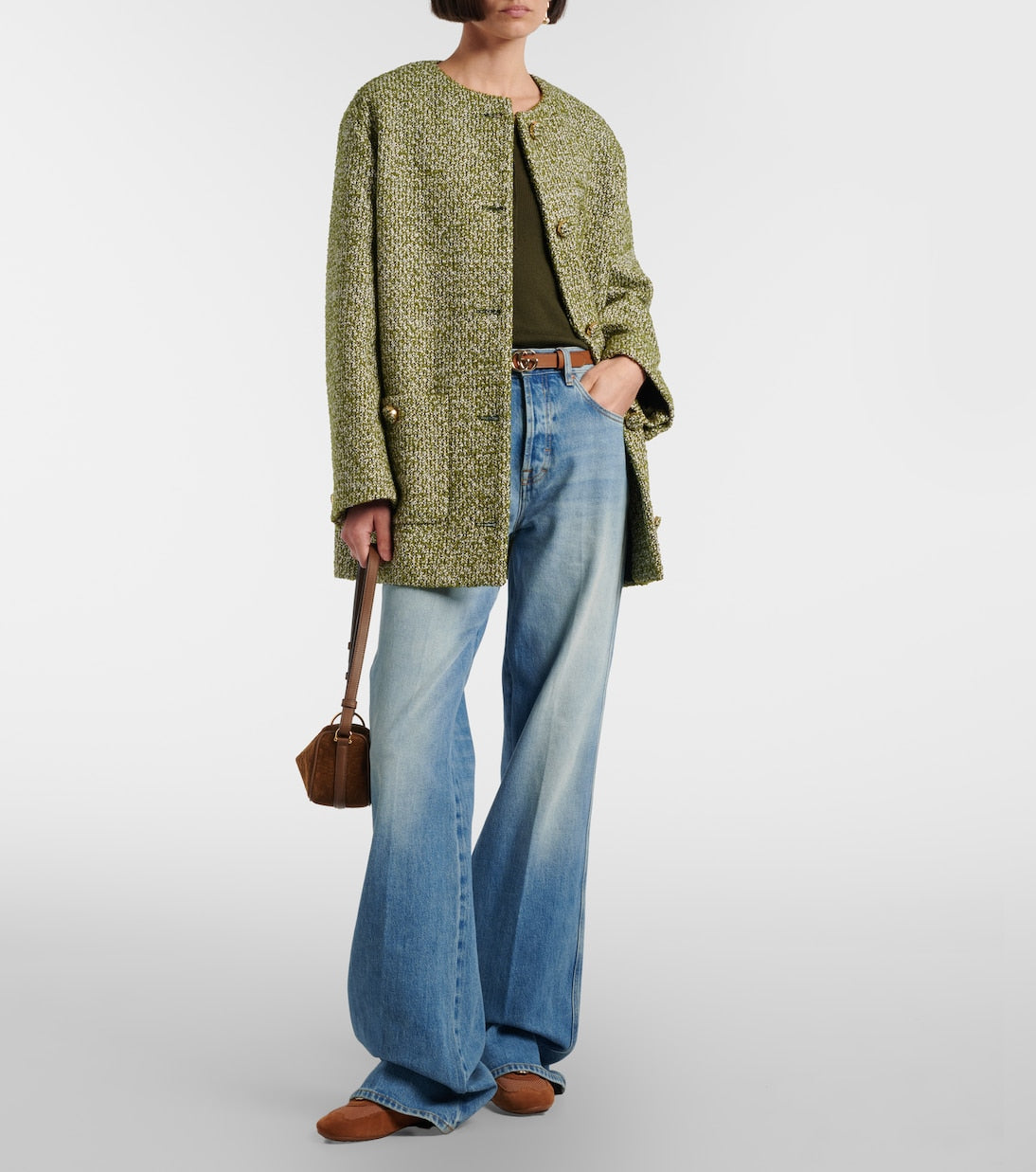 Gucci Half Horsebit Suede Shoulder Bag