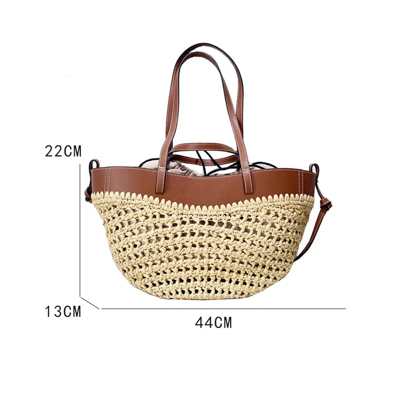 The Bree Hollow Weave Bag - Beige