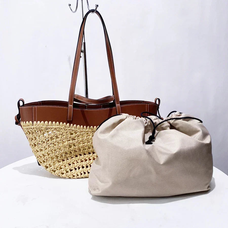 The Bree Hollow Weave Bag - Beige