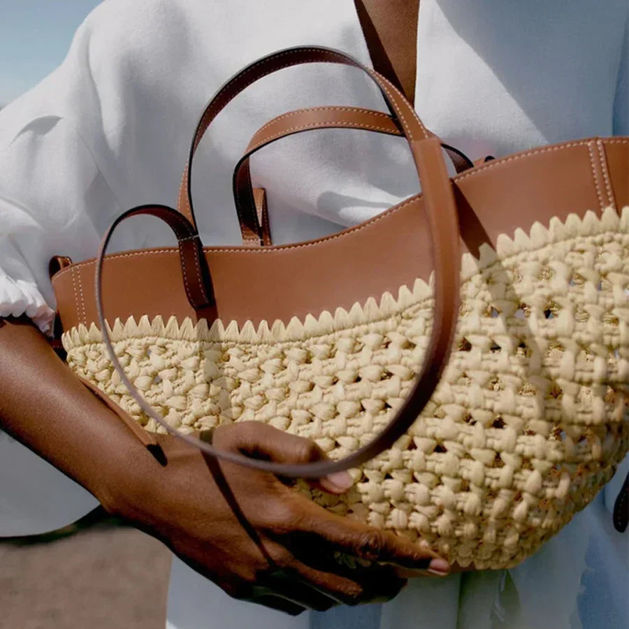 The Bree Hollow Weave Bag - Beige