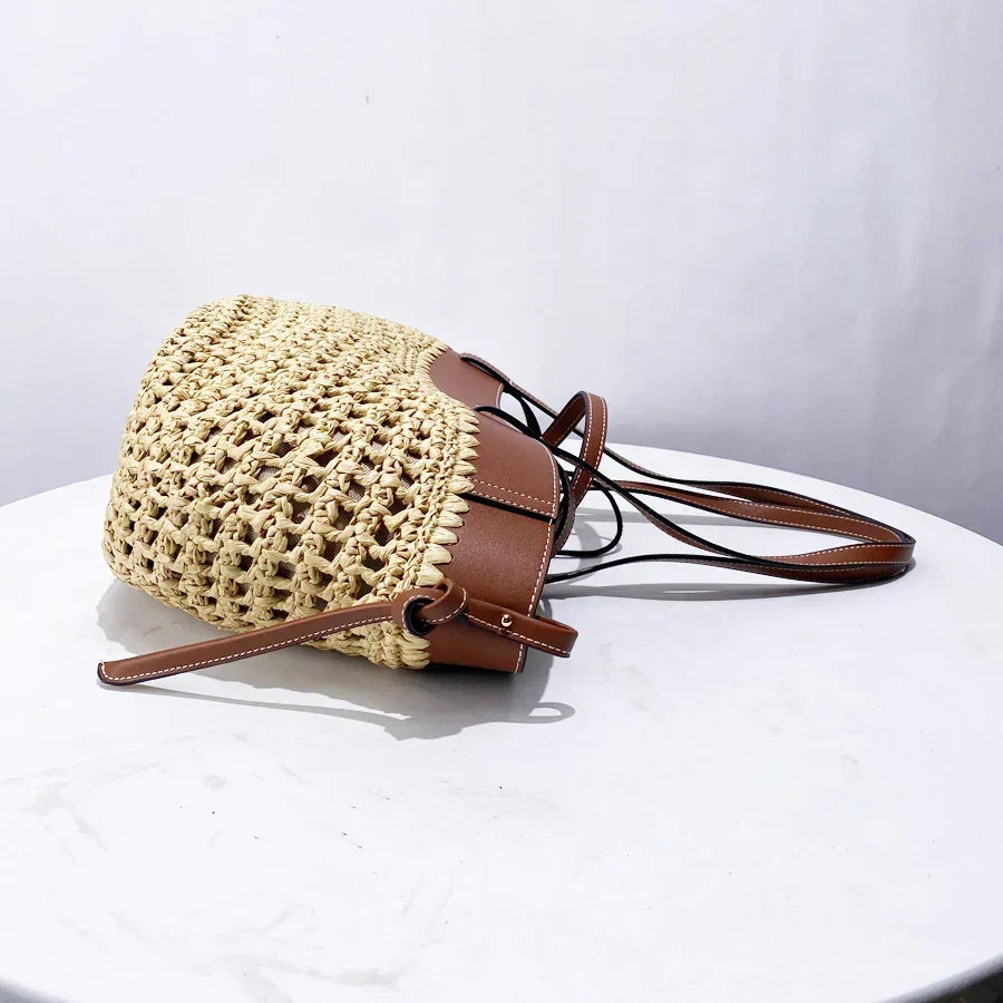 The Bree Hollow Weave Bag - Beige