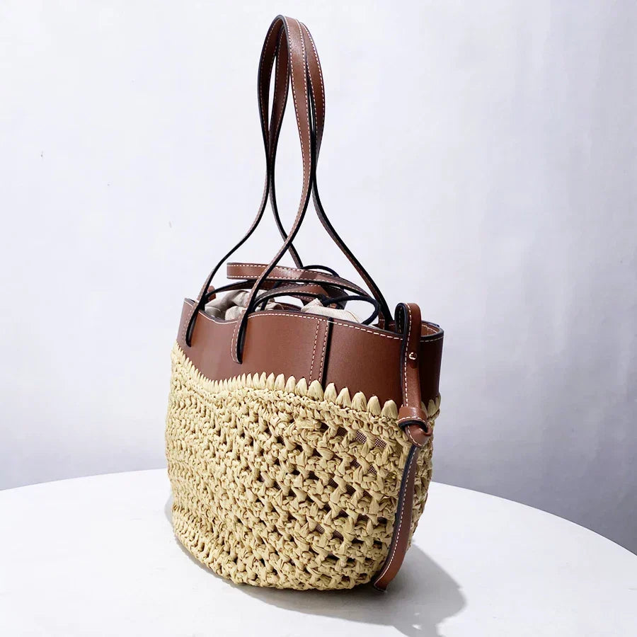 The Bree Hollow Weave Bag - Beige