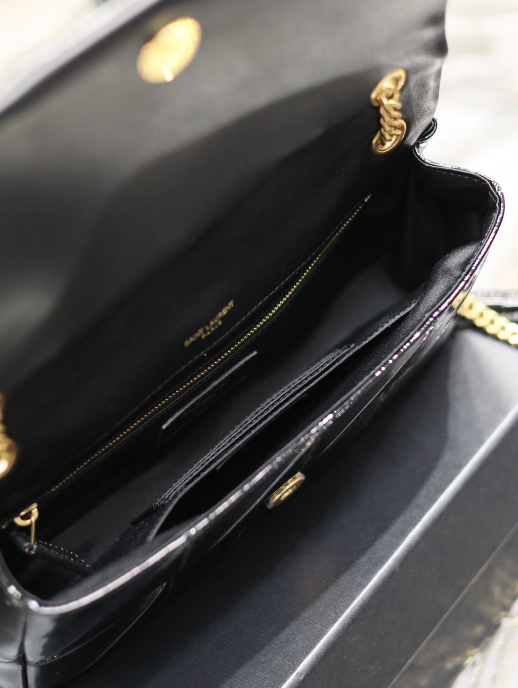 YSL Jaime Patent Black Bag