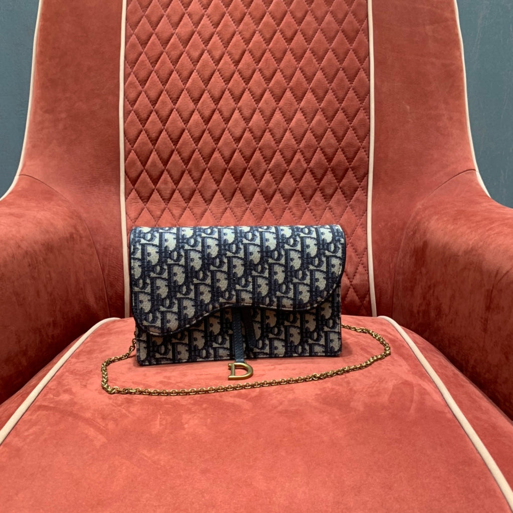 Dior Saddle Pouch Blue Dior Oblique Jacquard