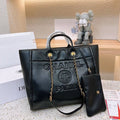Chanel Deauville Em Couro Preta Italiana Bag - Black