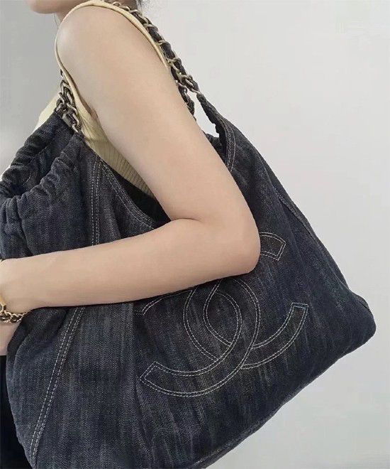 YSL Large Capacity Denim Tote Bag - Demin