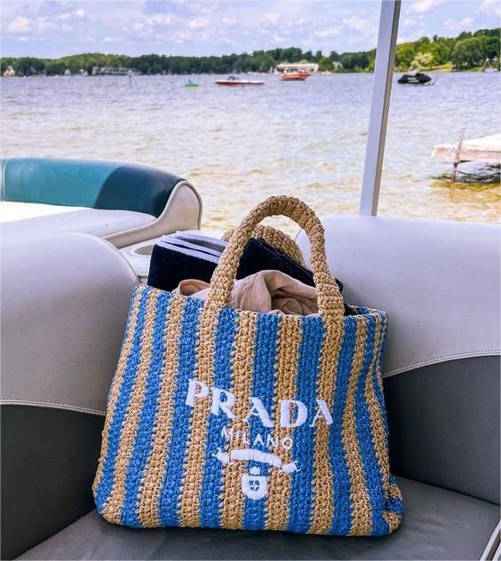Prada Raffia Bag - Blue
