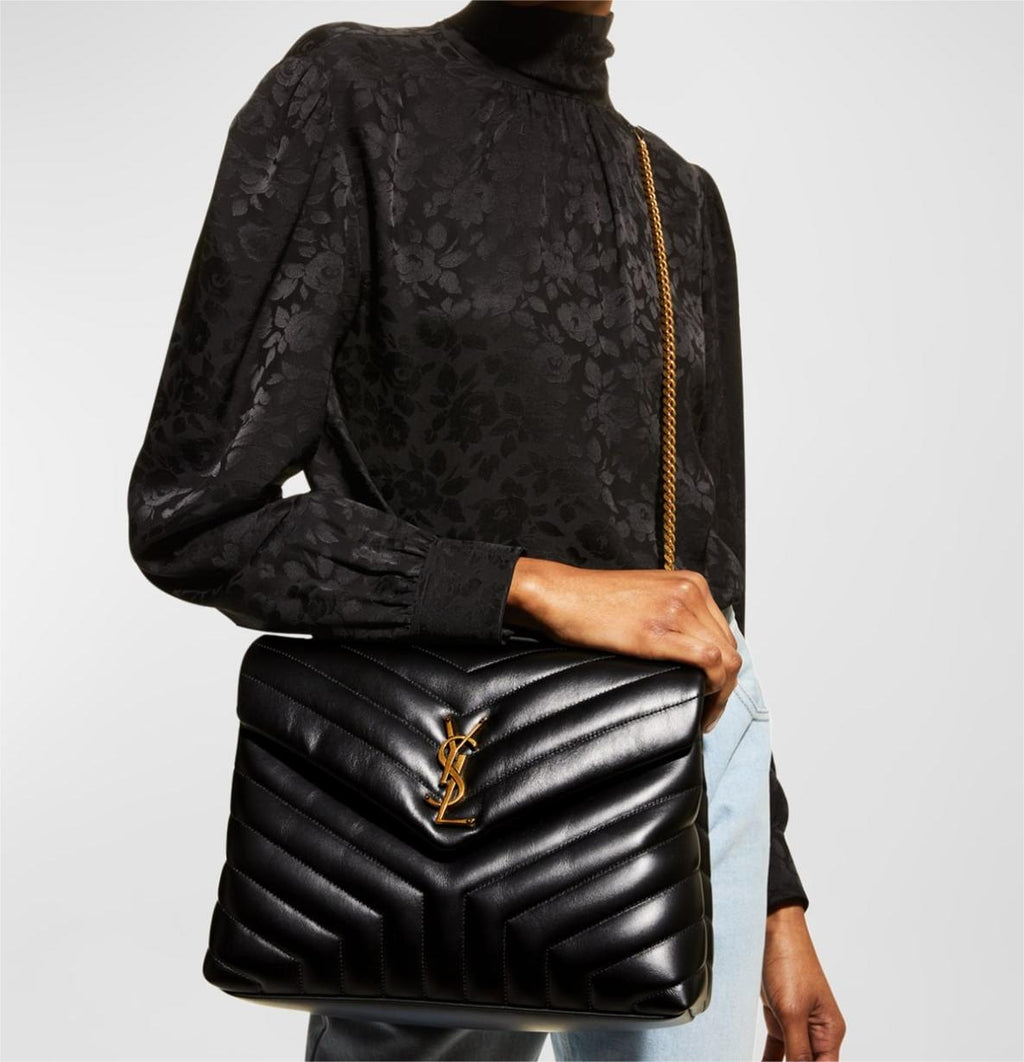 Saint Laurent Loulou Medium YSL Chain Shoulder Bag - Black