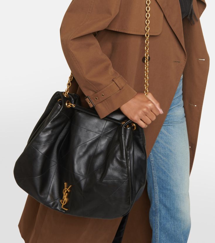 YSL Saint Laurent Chain Leather Shoulder Bag - Black