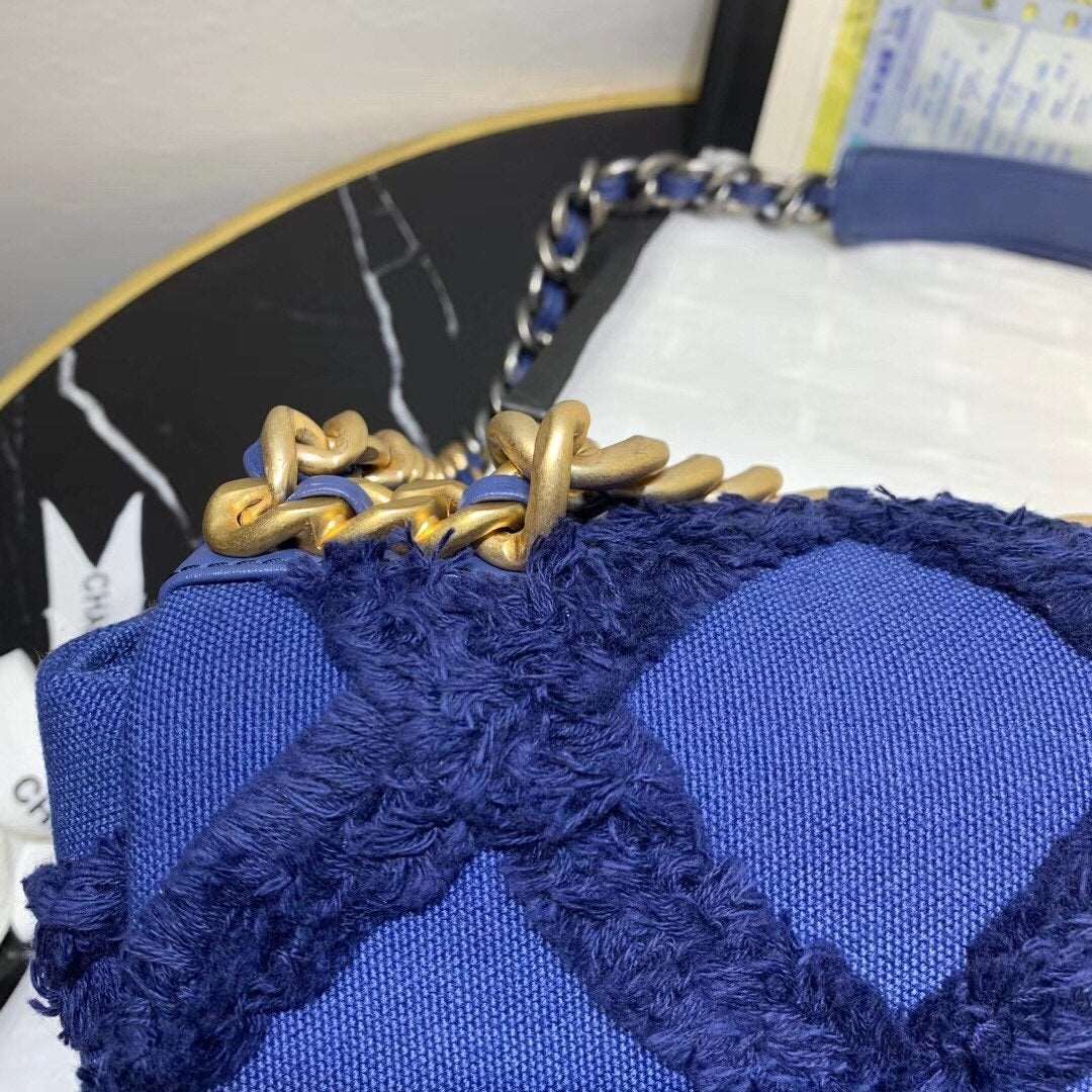 Chanel 19 Denim Medium Flap Bag - Blue