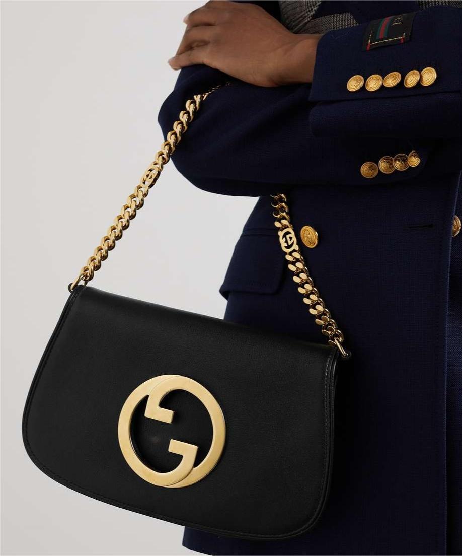 Gucci New Blondie Leather Shoulder Bag - Black