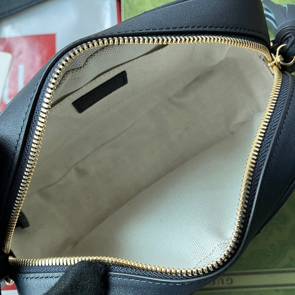 Gucci Blondie Small Shoulder Dark Blue Leather Bag